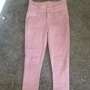 High waisted pink jeans